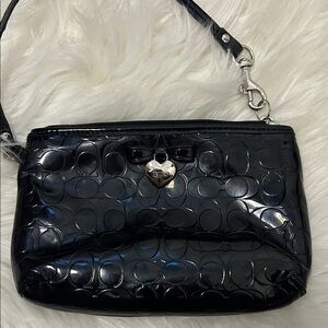 Coach Black Patent Leather Wristlet